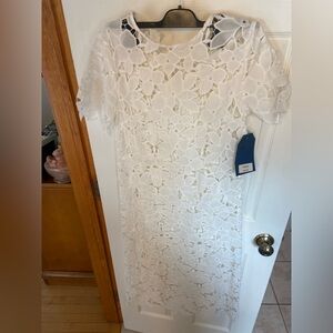 White Floral Lace Dress NWT Elegant Summer Bridal Shower
